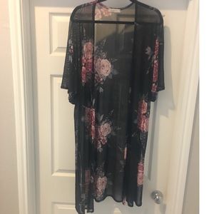 Sheer Floral Open Cardigan Duster Size Medium New